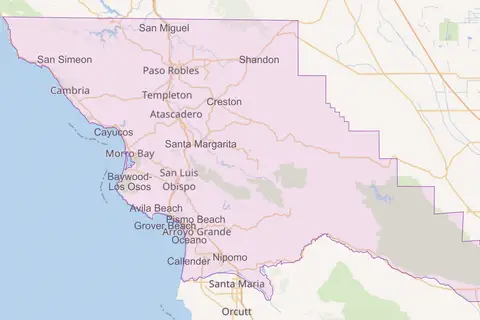 Map: San Luis Obispo County Travel Map