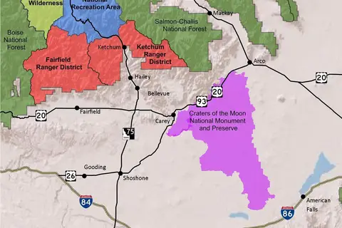 Map: Sawtooth National Forest Map with Roads