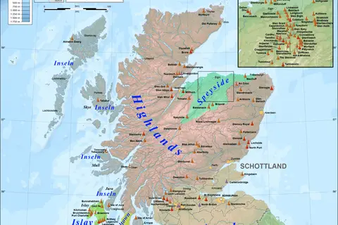 Map: Scotland Map of Whisky Distilleriesde