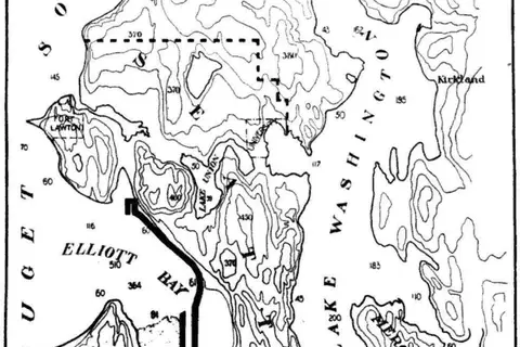 Map: Seattle Topo Map Showing Old Route of Duwamish River