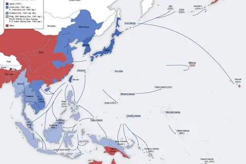 Map: Second World War in Asia, 1937–1942: Map
