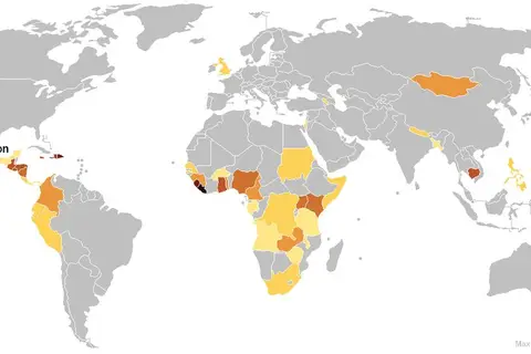 Map: Share of world population that would like to move to the U.S.