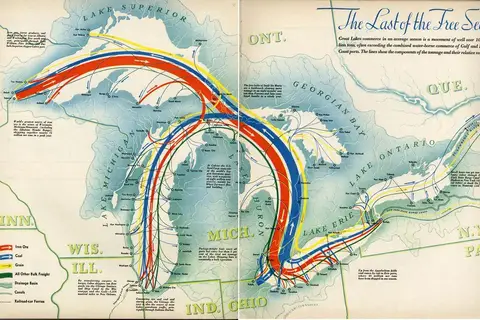 Map: Shipping routes through the Great Lakes (1940)