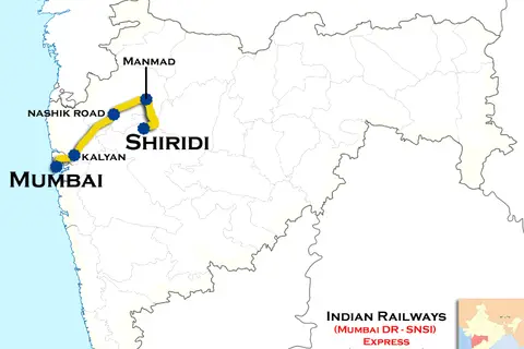 Map: Shiridi Mumbai Express Via Manmad Route Map