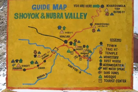 Map: Shoyok and Nubra Valley Map