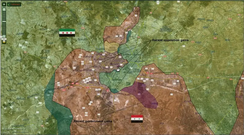 Map: Situation in Aleppo, based on last known positions, January-April 2013