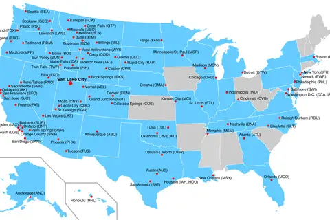 Map: Slc Airport Nonstop Map 2014