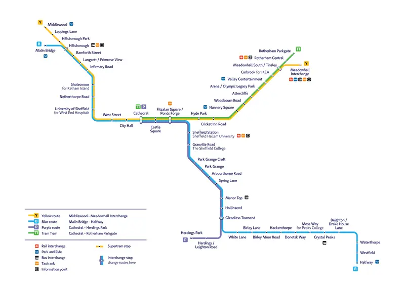 Map: South Yorkshire Supertram Network Map 2020