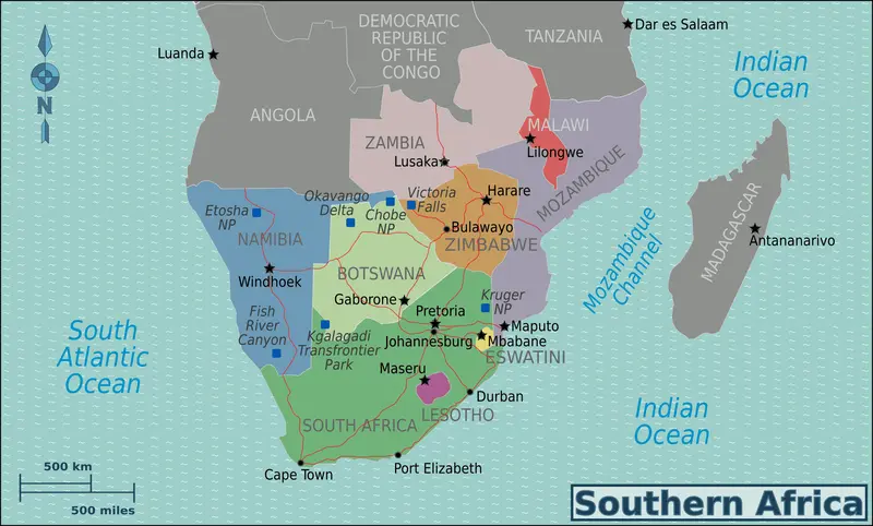 Map: Southern Africa New Map