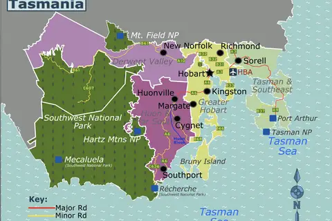 Map: Southern Tasmania Regions Map