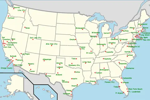 Map: Southwest Airlines Destination Map 20110327