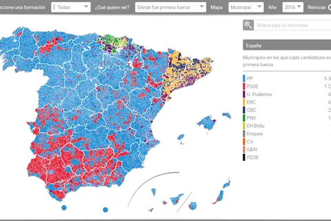 Map: Spanish general election results by municipalities