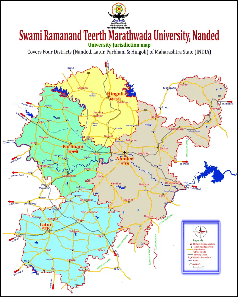 Map: Srtmuniversity Nanded University Jurisdiction Map