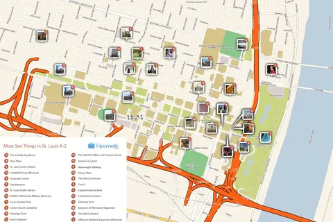 Map: St Louis Printable Tourist Attractions Map