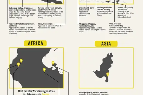 Map: Star Wars Travel Guide: the Shooting Locations of ‘Star Wars’