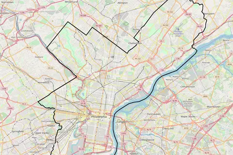 Map: Street Map of Philadelphia and Surrounding Area