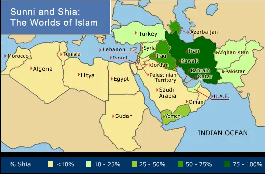 Map: Sunni and Shia: the Worlds of Islam