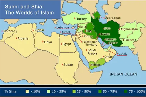 Map: Sunni and Shia: the Worlds of Islam