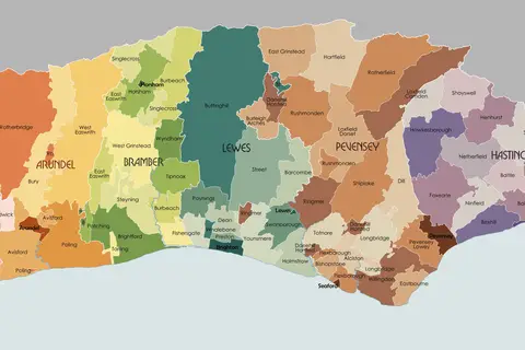 Map: Sussex Administrative Map 1832