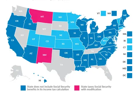 Map: Taxation of Social Security Benefits by State