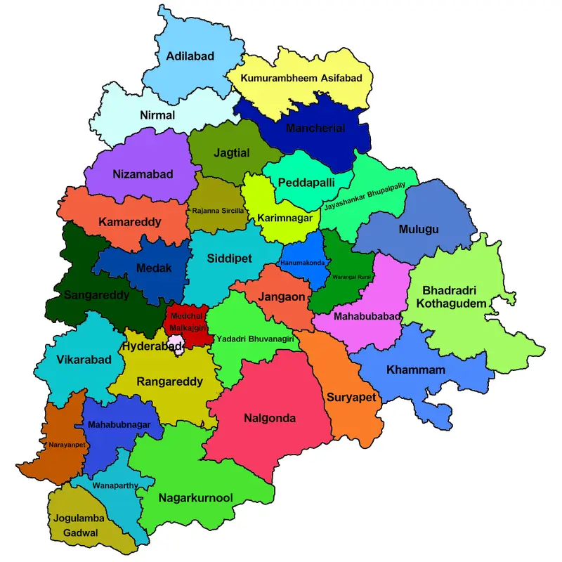 Map: Telangana State Map with Districts