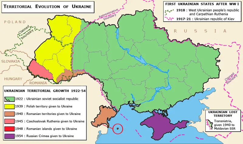 Map: Territoral evolution of Ukraine
