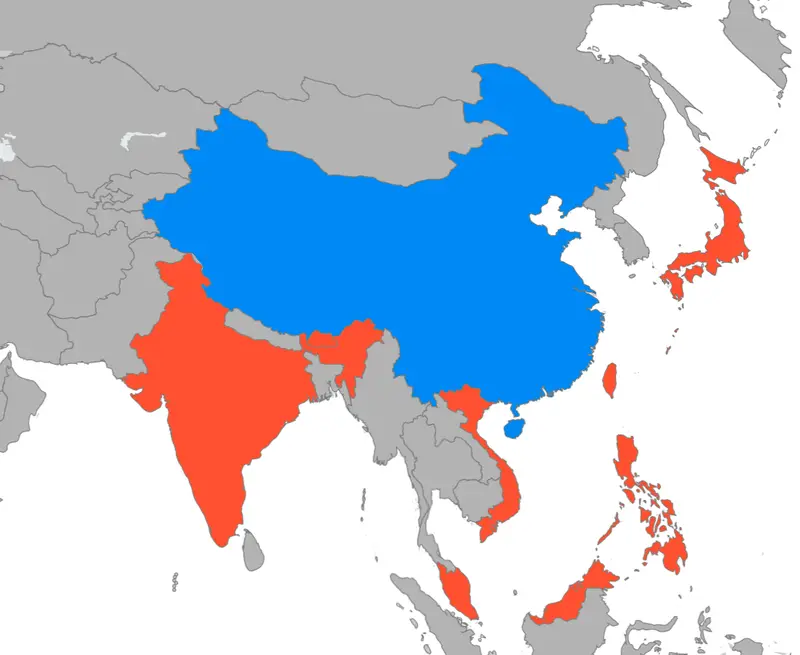 Map: Territorial disputes of China