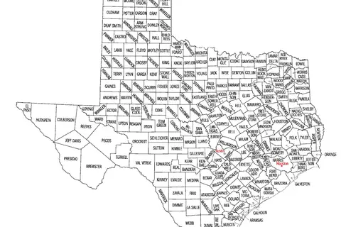 Map: Texas Counties Map