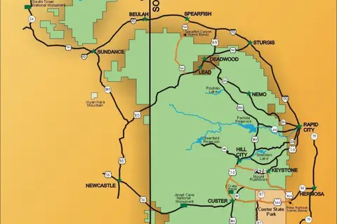 Map: The Black Hills of South Dakota Map