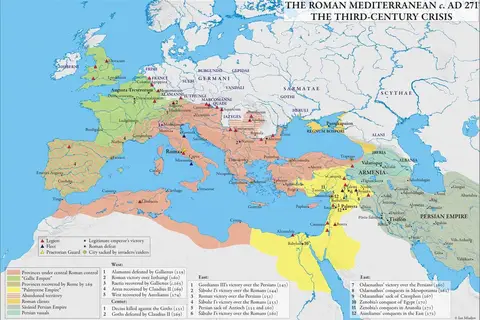 Map: The broken Roman Empire during the Crisis of the Third Century