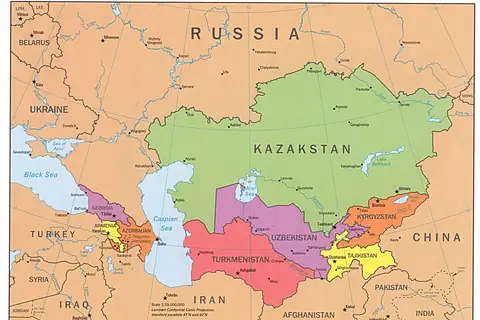 Map: The Caucasus and Central Asia Political Map