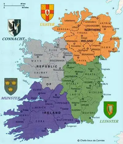 Map: The Four Provinces of Ireland