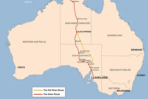 Map: The Ghan Route Map