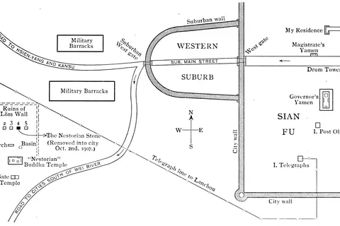 Map: The Nestorian Monument Sketch Map of the Position of the Nestorian Tablet