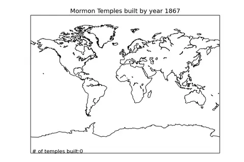 Map: The Proliferation of Mormon Temples over time