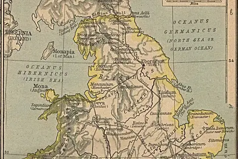 Map: The Roman province of Britannia in 410 AD
