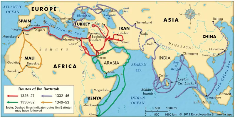 Map: The Travels of Ibn Battuta