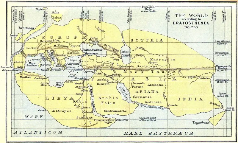 Map: The World according to Eratosthenes, BC 220