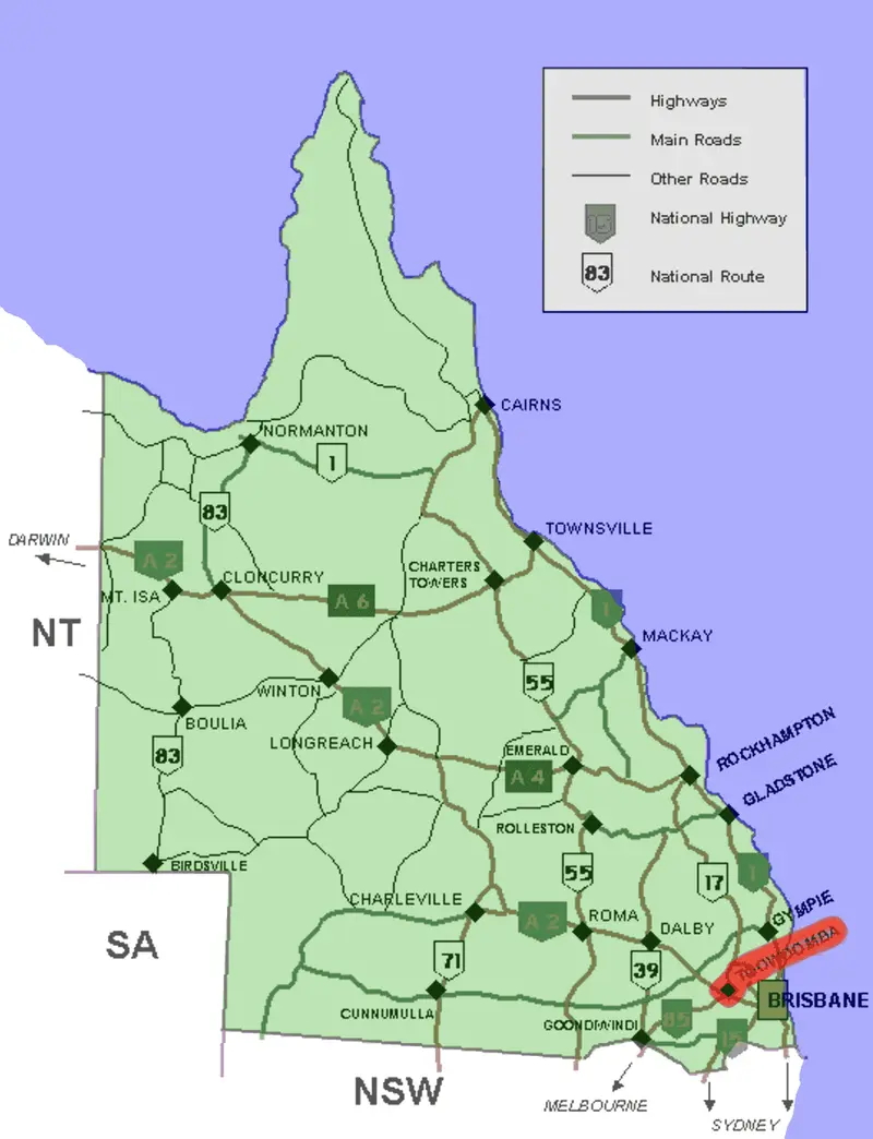 Map: Toowoomba Location Map in Queensland