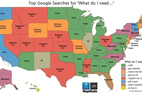 Map: Top Google searches for ‘What do I need…’ in the United States