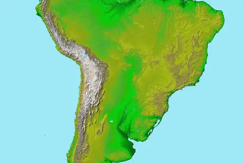 Map: Topographic Map of South America