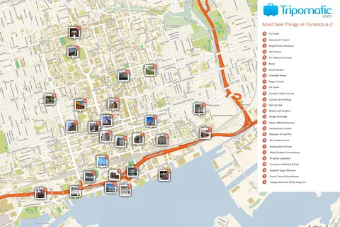Map: Toronto Printable Tourist Attractions Map