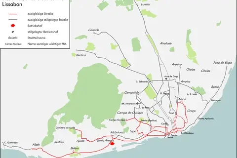 Map: Tram Tracks Map Lisbon