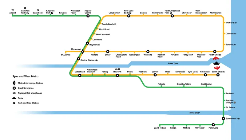 Map: Tyne and Wear Metro Map