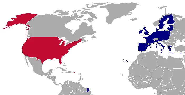 Map: United States European Union Map New
