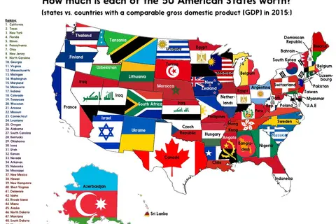 Map: United States’ individual GDPs compared to countries around the world