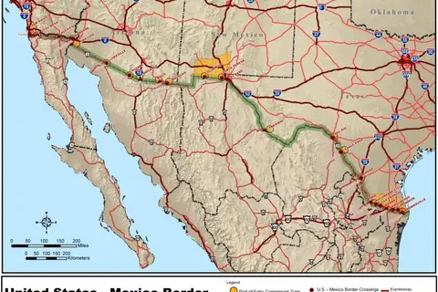 Map: United Statesmexico Border Map