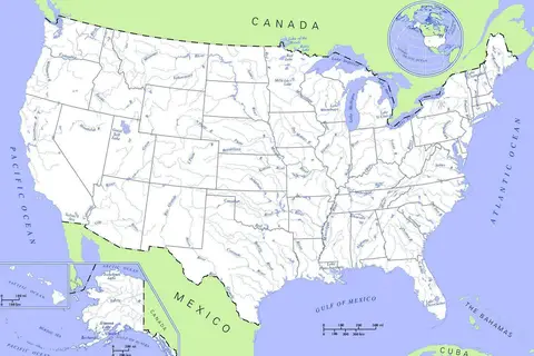 Map: Us Map Rivers and Lakes2