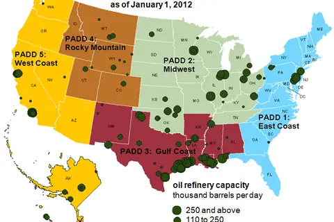 Map: U.S. EIA Map of US Oil Refineries