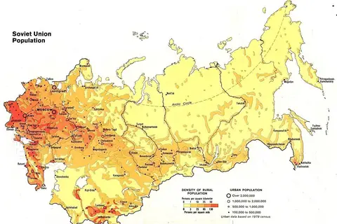 Map: Ussr Population Density Map 1982